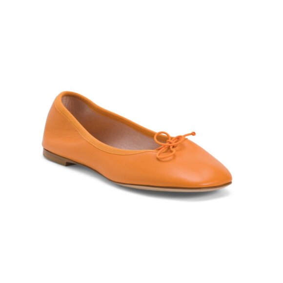 PROSPERINE Orange Made In Italy Leather Ballerina Flats - Picture 1 of 2